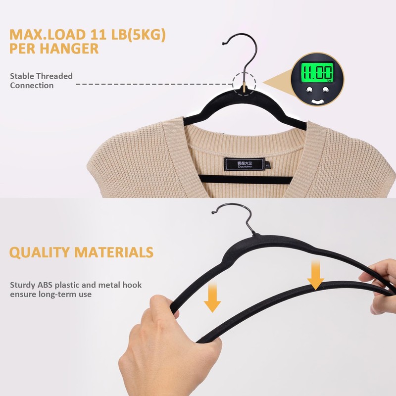 Pack of 60 Velvet Hangers, Space-Saving Heavy Duty Clothes Hangers