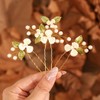 Campsis Wedding Bridal Hair Pins, Gold Pearl Flower Hair Piece,