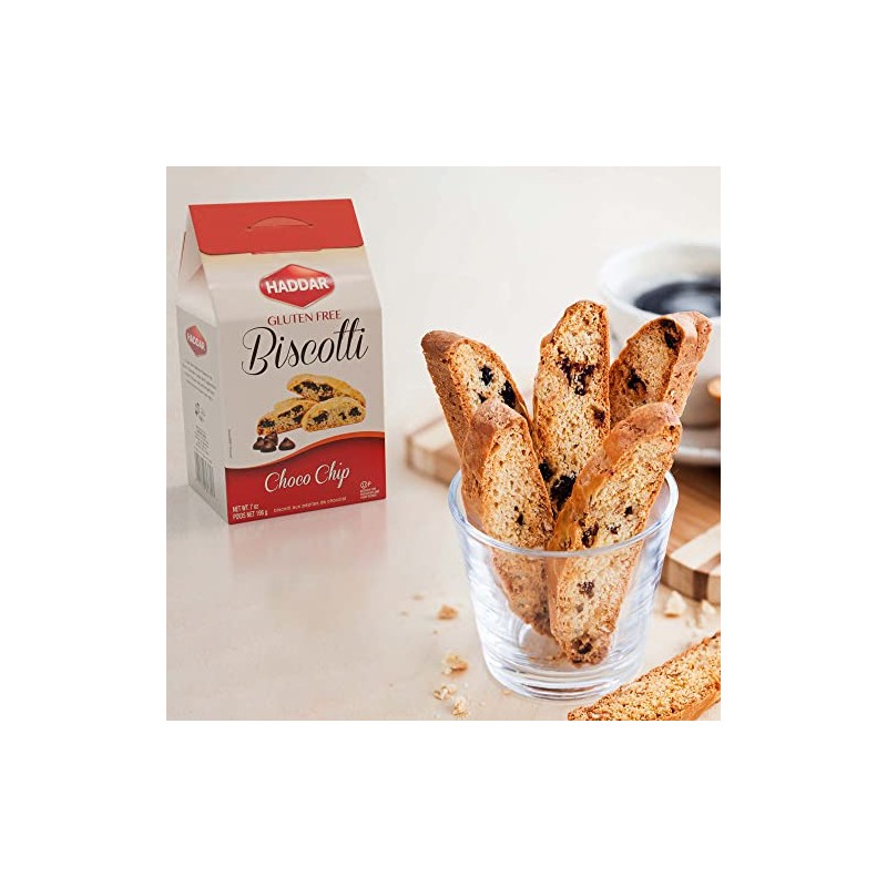 Haddar Gluten Free Chocolate Chip Biscotti, 7 oz, Grain Free,