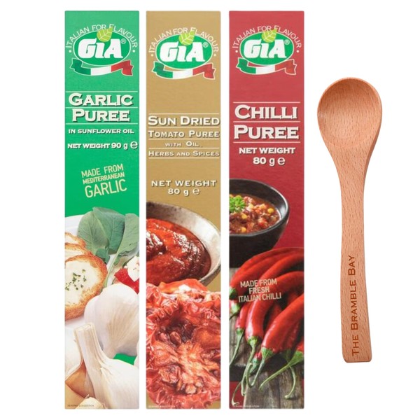 Garlic Puree 90g, Tomato Puree 80g, Chilli Puree 80g, Wooden