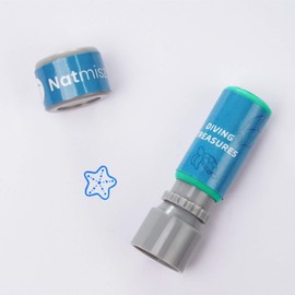 Geokin: Ocean Dive Stamps, Rubber, Round, Small, Blue Ink, Starfish