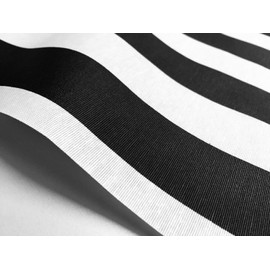 Sofia Stripe Teflon-Coated Outdoor & Indoor Canvas Fabric – Water Resistant, 43mm Stripes – 140cm Wide Material for Cushions, Deck Chairs, Tablecloths, Gazebos, Crafts (Black & White, 1 Metre)