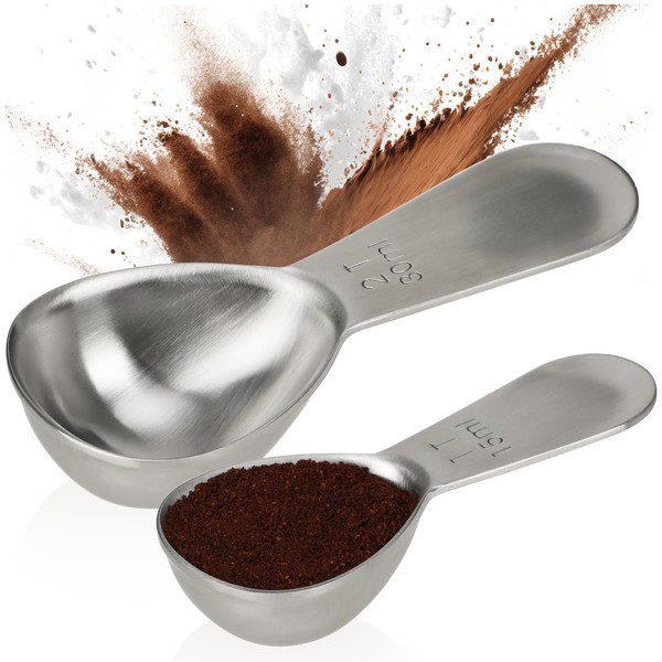 COM-FOUR® 2 x Coffee Scoops Made of Stainless Steel -