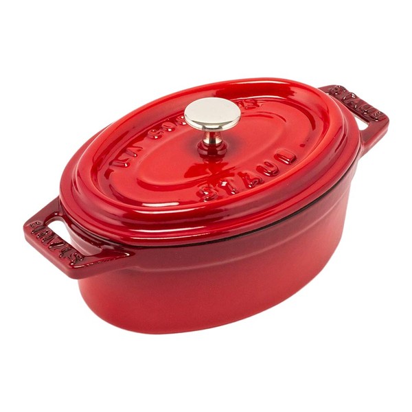 Staub 1101106 Pico Cocotte Oval, 4.3 inches (11 cm), Cherry/Red, 2-Handled Pot, Enameled Pot, Oval Brater Cherry Cocotte, Stylish, Pot, Cookware, Kitchen Utensils