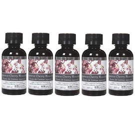 Hosley Japanese Cherry Blossoms Highly Scented Fragrance Warming Oils, Box of 5, 55 ml 1.86oz ea. Ideal Gift for Weddings, spa, Reiki, Meditation, Bathroom Settings W1