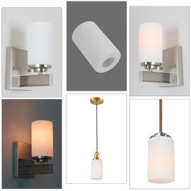 Anmire 2 Pack White Frosted Spiral Textured Glass Shade, Cylinder Light Fixture Replacement Globe or Cover with 1-5/8-Inch Fitter for Chandelier Wall Sconce Pendant Light, G0071