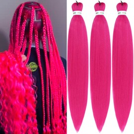 Magenta Pink Pre streched Braiding Hair Easy to Use Pre feathered Braiding Hair 30inch Braids Hair