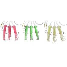 Dega by Jenzi Cod Rigs Rubber Octopus 3 Arms Luminous Squid Norway Ready Assembled Length 115 cm Line Thickness 0.80 mm Hook Size 7/0 (Set Mix)