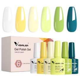 VENALISA Green Gel Nail Polish Set, 6 Colors Lime Green Mint Green Emerald Gel Polish UV Gel Soak Off For Nail Salon DIY Home Manicure