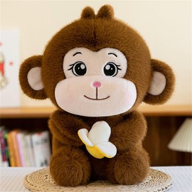 champracer Monkey Cuddly Toy, Small, Plush Toy, Cute Banana Monkey Plush Doll, Plush Toy for Children and Baby (23 cm, Dark Brown)