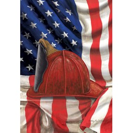 Briarwood Lane Fireman Helmet Garden Flag Emergency Services Firemen Patriotic 12.5" x 18"