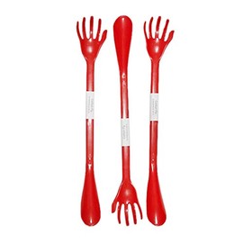Back Scratcher with Shoe Horn Long Handle Each 19.5" Long Handled Shoe Horn with Hand Shaped Backscratcher is Perfect for Itchy Backs and Putting on Shoes While Standing (Red Color, 3 Pack)