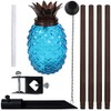 Sunnydaze Tropical Pineapple 3-in-1 Blue Glass Outdoor Torches - 23-