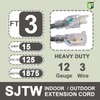 EP 3 Ft Lighted Extension Cord - 12/3 SJTW Heavy