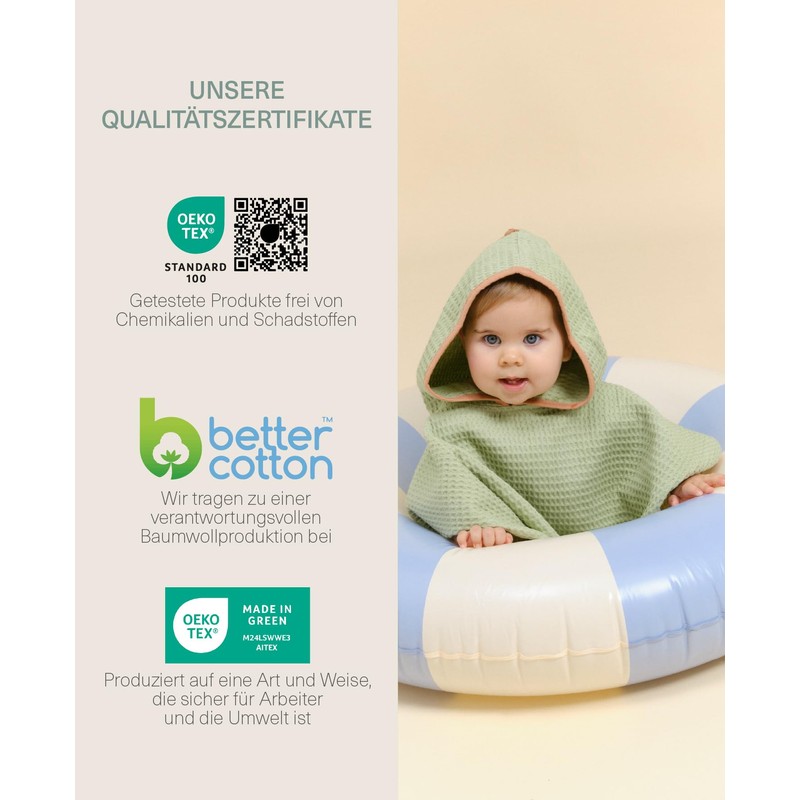 molis&co. Children's Bath Poncho Hooded Beach Towel. Lightweight and Compact