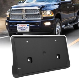 GRUOIZ Quick Install Front License Plate Holder Compatible with Dodge Ram 2013-2018 ABS License Plate Mounting Bracket Replacement Frame with Screws, Durable Car Accessories Upgrade