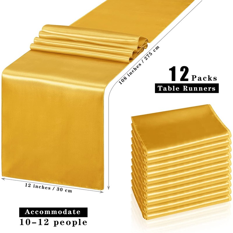 KAHEIGN 12 Pieces Table Runner Satin Table Runner Set, 30