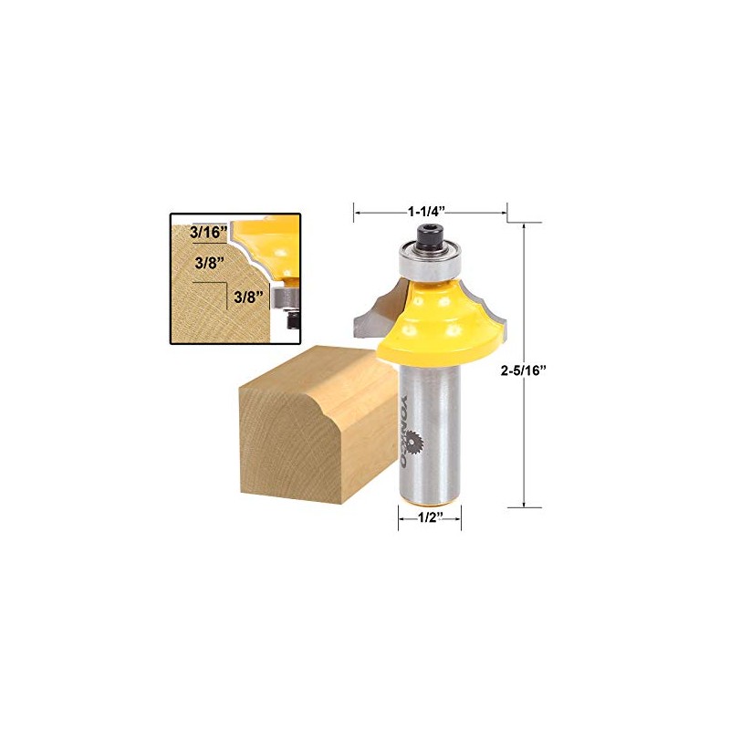 YONICO Double Roundover Router Bits Edge Forming 3/8-Inch 1/2-Inch Shank