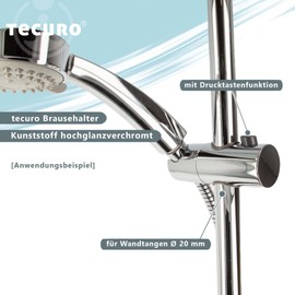 tecuro - 66020 Slider Holder for Shower Head on Wall Bar Diameter 20 mm Chrome