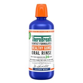 Thera Breath TheraBreath Healthy Gums Mouthwash, Clean Mint, Antigingivitis, 1 Liter (33.8 fl oz) + Travel Size, 3 fl oz