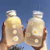 480ml Milk Juice Cute Water Bottle with Scale 2 Lids