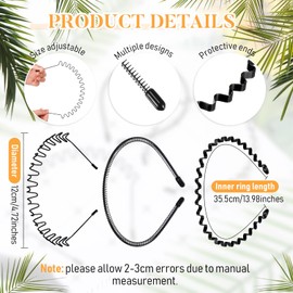 WILLBOND 3 Pack Metal Headband for Men Unisex Hair Band Wavy Wired Headband Zigzag Spring Sports Fashion Headwear Non Slip Hair Hoop Hair Accessories(Wavy Spring, Small Spring, Spring Wave)