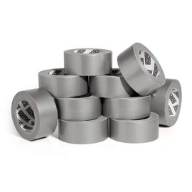 Heavy Duty Silver Duct Tape - 10 Roll Multi Pack - 30 Yards x 2 Inch - Strong, Flexible, No Residue, All-Weather and Tear by Hand - Bulk Value for Do-It-Yourself Repairs and Professional Use