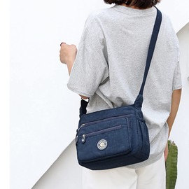Gelory Multi-Pocket Casual Cross body Bag for Women, Nylon Waterproof Adjustable Strap Travel Messenger Bags Shoulder Bags and Purses (Blue)