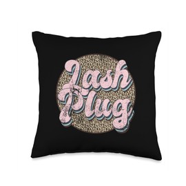 Lash Plug Lashes Eyelash Artist & Lash Lounge Vintage Plug Tech Artist Eyelash Leopard Lash Throw Pillow, 16x16, Multicolor