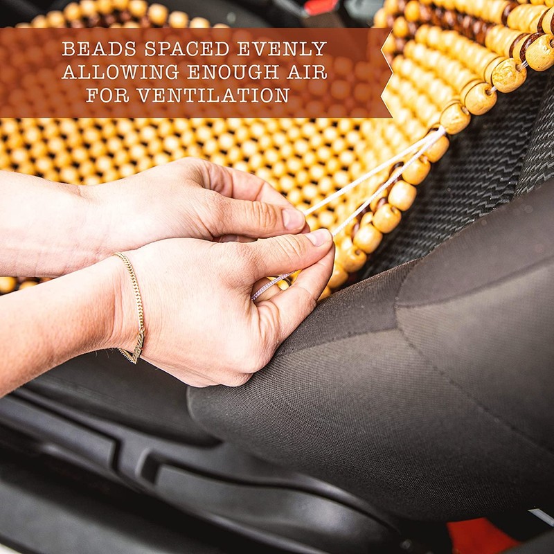 ZONETECH Wood Beaded Seat Cushion 2-Pack Premium Quality Car Massaging