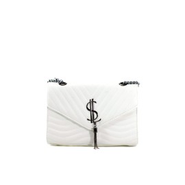 J5fashion Lady Quilted Shoulder Bag Womens Handbag Designer Crossbody Tote Purse with Chain Strap for Women White