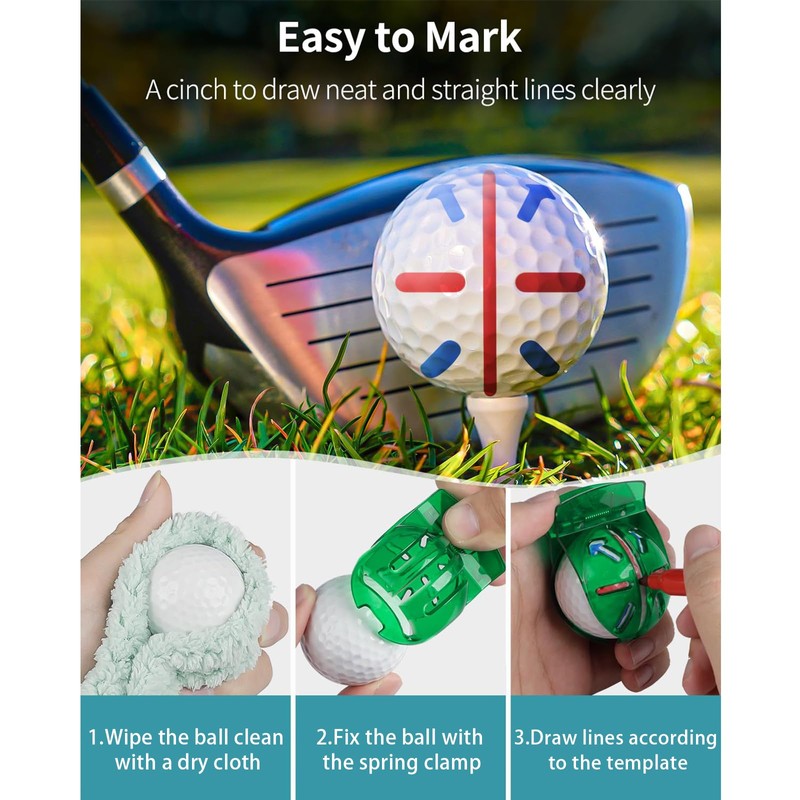 AQTAQ 9 Pcs Golf Ball Line Drawing Marker,5 Golf Ball