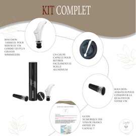 LuxéArt Elektrischer Korkenzieher, kabellos, viele Funktionen: automatischer Flaschenöffner, Folienschneider, Ausgießer, Belüfter, Vakuumverschluss, ideales Weihnachtsgeschenk