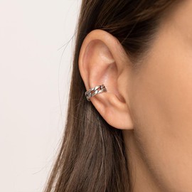 Vestopazzo Set of 3 ties. Earrings for the upper part of the ear. Silver plated, nickel plated. Handmade. LO80269, small, sterling silver, not gemstone, Sterling Silver, No Gemstone