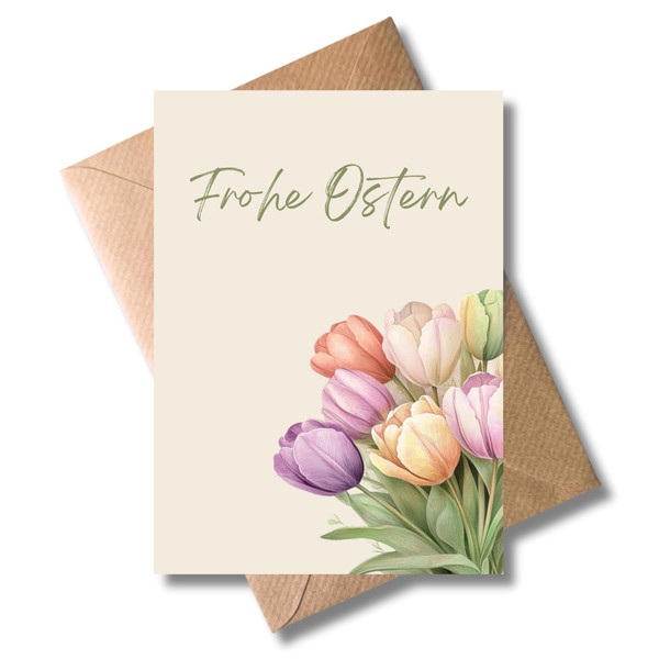 Happy Easter Card with Envelope - Tulips - Floral Easter