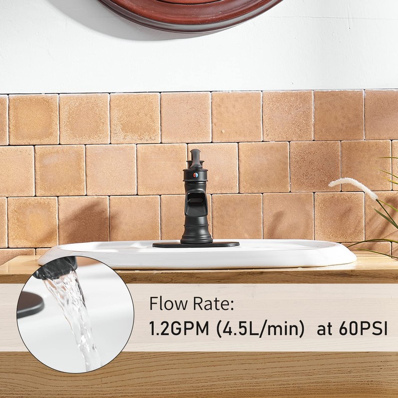 BWE Waterfall Bathroom Faucet Matte Black Bathroom Sink Faucet with