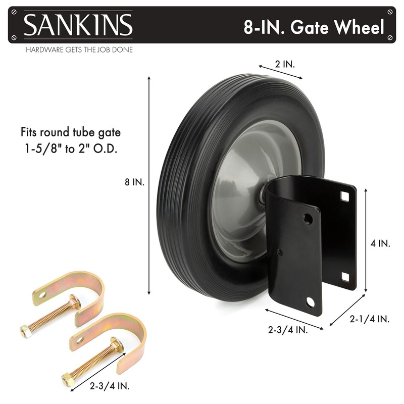 Gate Wheel 8" Rubber Gate Caster Heavy Duty Gate Helper