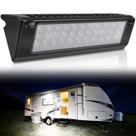 LED RV Exterior Porch Utility Light Waterproof 10-30V DC Low Current 9" Lighting Fixture 54W 2000LM Aluminum Base led Scene Lighting for RV, Trailer, Camper(6000K Nature White)