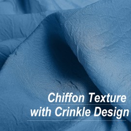 1 Piece Ombre Chiffon Sheer Window Scarf Valance Curtain 18ft for Living Room Bedroom Decor, 216 Inch Long Crinkle Soft Window Sheer Voile Valance for Holiday, Wedding Party Decor, Blue, 52"W