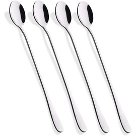 Long Handle Latte Spoons Coffee Dessert & Ice Cream Sundae Premium Quality Stainless Steel by Koksi Long Handled Coffee Spoons (Pack of 4)
