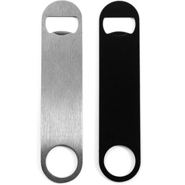 WineOp 2 Packs Slim Flat Speed Beer Bottle Opener for Bartenders, Kitchen, Bar, Restaurant, Home Party Use | 7 Inches Stainless Steel Heavy Duty and Pocket Size (Silver and Black)