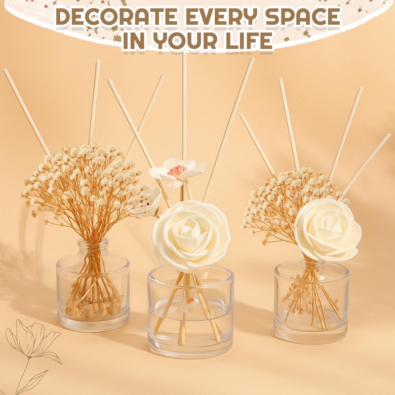 Daifunli 11 Pcs Flower Reed Diffuser Set Include Sola Flowers