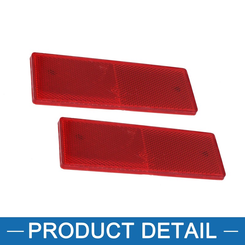 A ABSOPRO Car Reflector Sticker Rectangle No-Hole Exterior Decal Red(Set