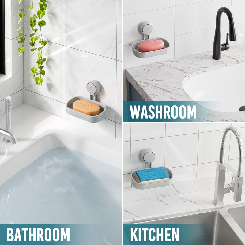 TAILI Soap Holder Soap Dish for Shower, Suction Cup Soap