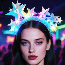 Reaky Luminous Headband, LED Star Hair Bands, Glitter Stars, Headbands, Concert Music, Carnival Costume, Headwear, Hair Accessories for Women