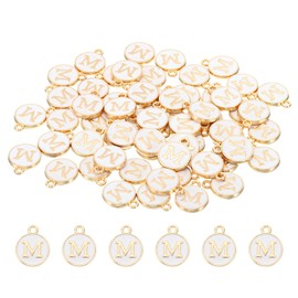 PATIKIL Letter Charm M, 60Pcs Double Sided Alphabet Initial Charm Pendants Beads Enamel Charm for Bracelet Necklace Earring DIY Jewelry Making, White
