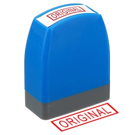 PATIKIL Original Stamp Self Inking Red Ink Office Stamps Pre-Inked Messages Stamp Refillable Business Stamp Style 1 Blue