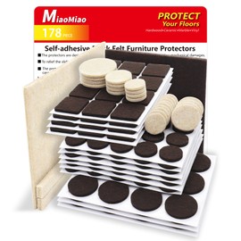 Felt Premium Furniture Pads 178 PCS,Felt Furniture Pads for Protecting Hardwood Floors，Cuttable Felt Chair Pads, Self-Stick Design, Reliable Protection from dents and Scratches