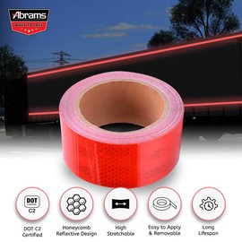 Abrams 2" in x 30' ft Diamond Pattern Trailer Truck Conspicuity DOT Class 2 Reflective Safety Tape - Red…