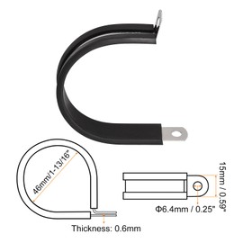 sourcing map 12 Pieces 1-13/16 Inch (46 mm) Cable Clamp 304 Stainless Steel Rubber Padded Insulation Clamp R Shape Metal Clamp for Pipe Line Wire